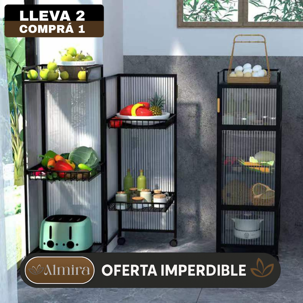 [Llevá 2 Pagá 1] Armario Organizador Articulado de 4 Niveles Hecho en Acero Inoxidable con Rueditas